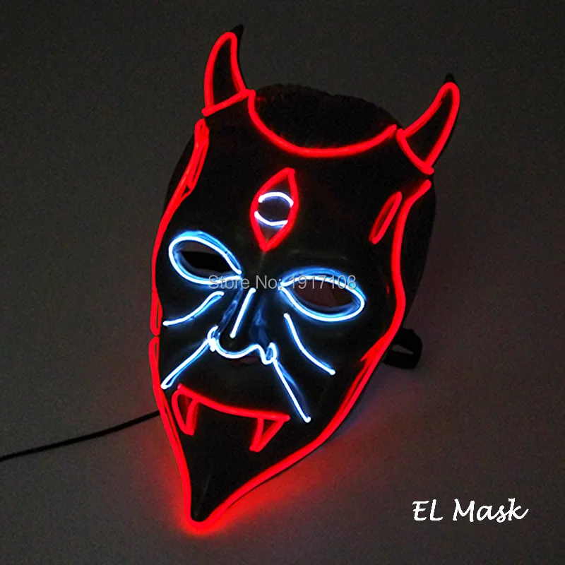 Новые Вечерние Маски для косплея, светящаяся маска гримаса EL, светодиодный светильник, Мигающий Скелет, вечерние украшения на Хэллоуин - Цвет: mask 13