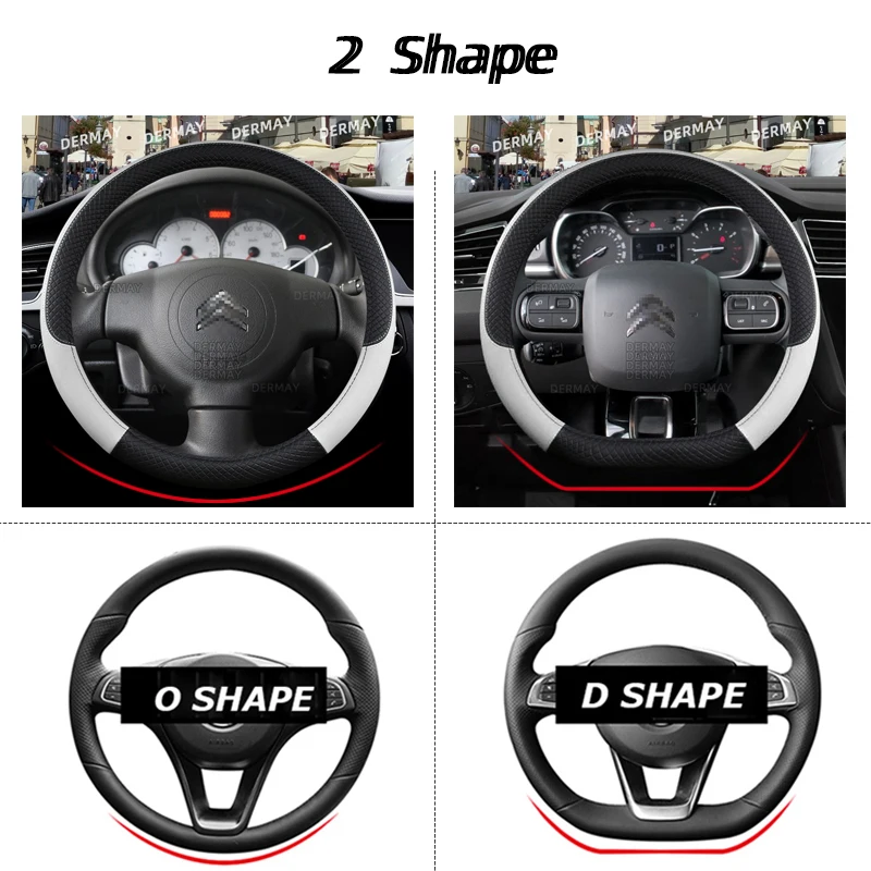 Steering Wheel Cover 9Colors PU Leather Non-slip For Citroen C3 C3 Picasso Aircross Lumiere Pluriel DS3 DS5
