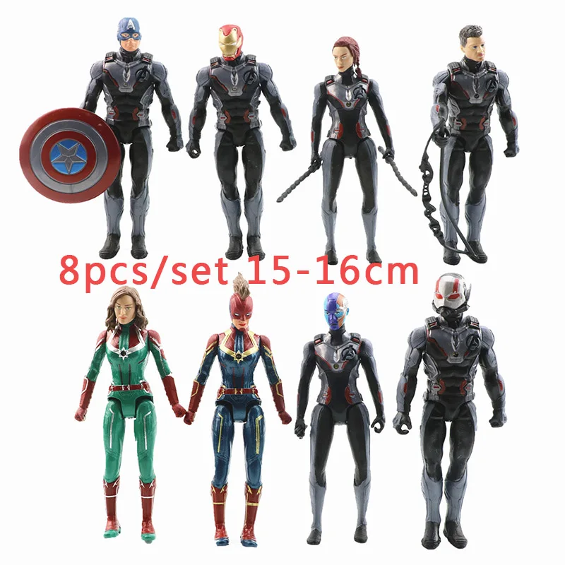 

8pcs 16cm with Light PVC Action Figure Infinity War Marvel Super Hero Avengers 4 Iron Man Captain Ant man Collection Model ToyS
