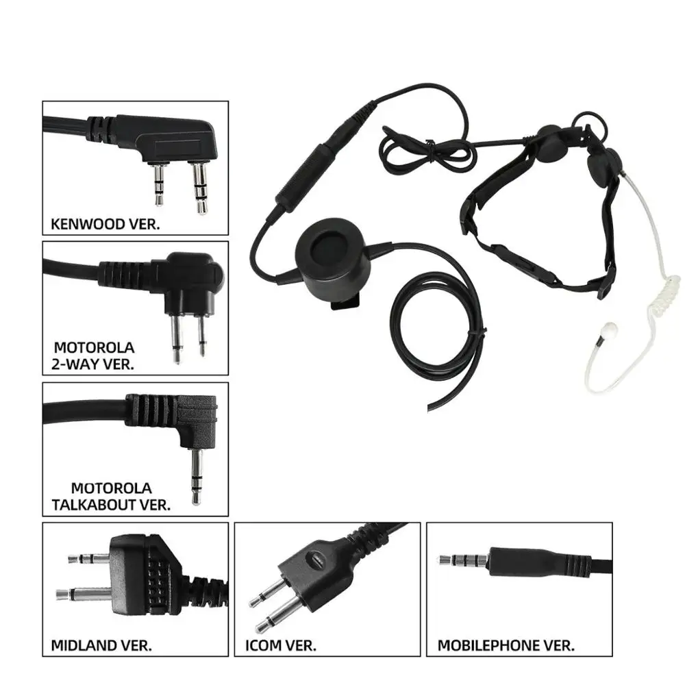 Tactical headset throat microphone vacuum sound CS portable neckline headset + walkie talkie PTT tactical PTT TCI PTT