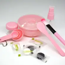 9pcs/set Pink DIY Mask Skin Care Kit Mask Bar Brush Measuring Spoon Spray-Bottle Bubble-Washing ResinPP material portable useful