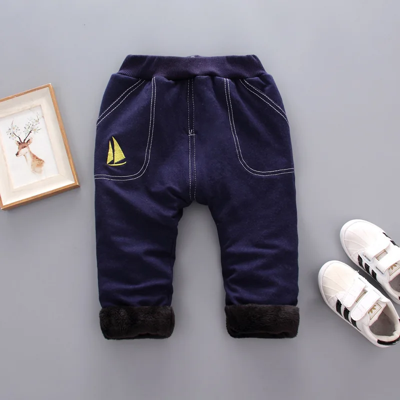 BOY'S Brushed And Thick Lettered Printed Pants Winter New Style Casual Western Style out Clothes Fashion