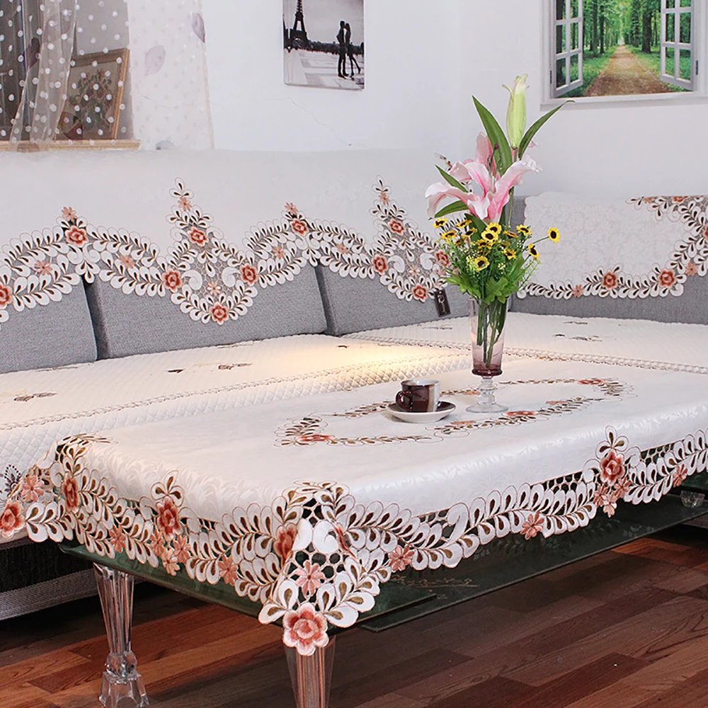 

Lychee European Style Embroidery Table Cloth Simple Pink Rectangle Table Cover Home Wedding Birthday Party Tablecloth