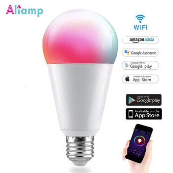 

E26 E27 Wifi Smart LED Light Bulb Multicolour Dimmable Lamp RGB Warm Cool White Voice Timmer Remote Control by Alexa Google Home