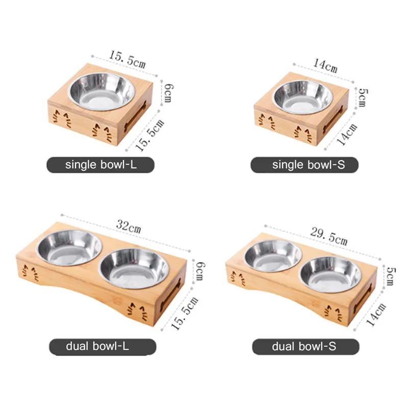 Нержавеющая сталь прочный двойной миски для домашних животных Блюдо Собака Кошка стенд кормушка Нескользящая еда миска для воды