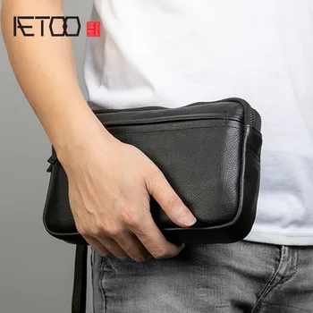

AETOO Hand bag, male leather handbag, wristband hand-grasp bag, trend casual men's bag