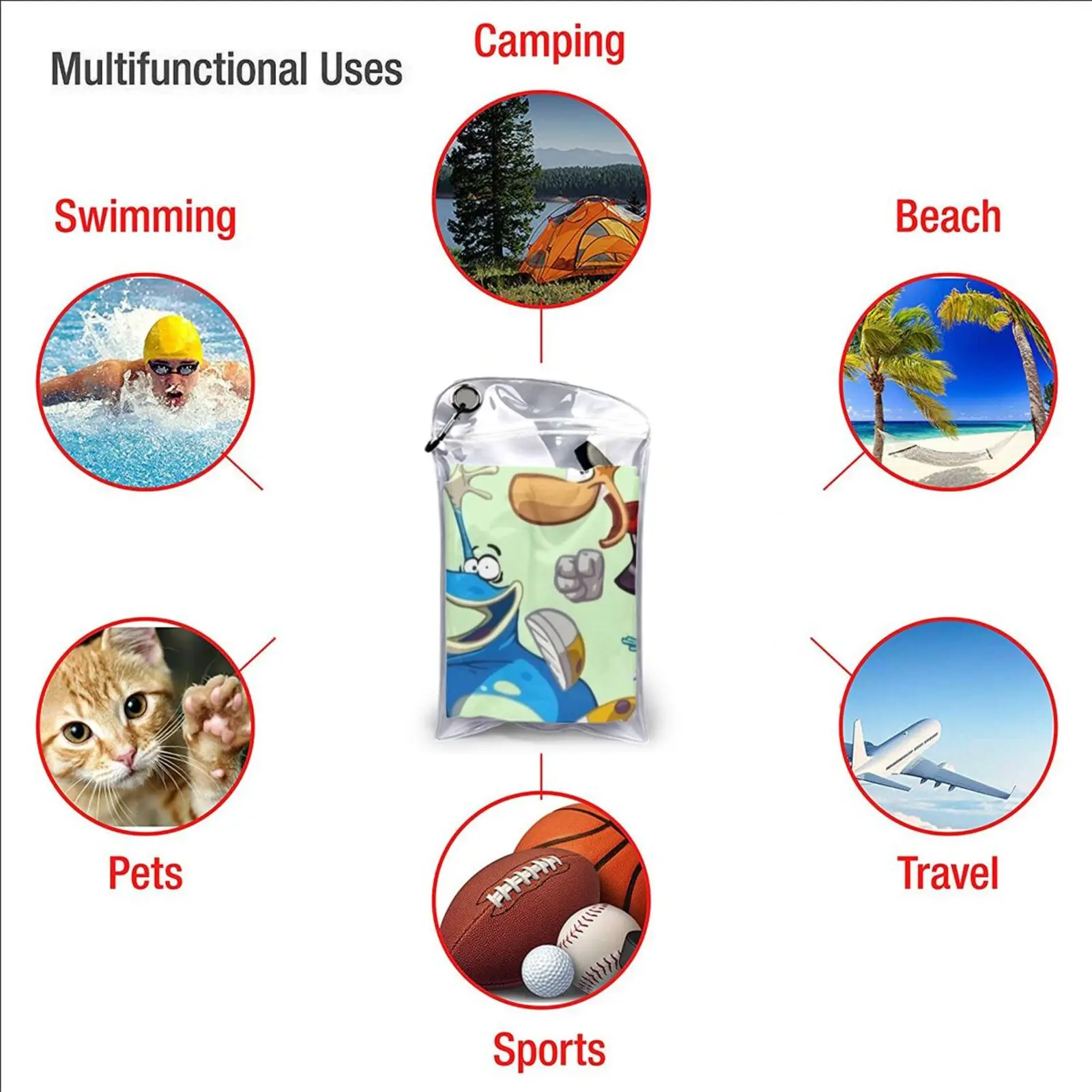 Sports Towel Rayman And Globox Quick Dry for Gym Bath Portable