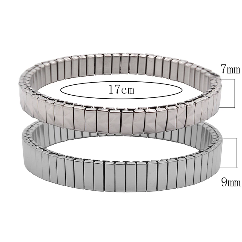Hapiship, новинка, топ, 7 мм, 9 мм, ширина, 17 см, длина, женский, мужской Эластичный Серебряный браслет из нержавеющей стали, браслет для лучшего друга MY016