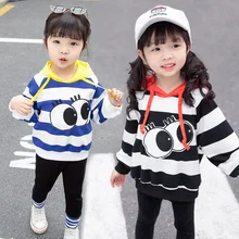 Детская одежда с длинными рукавами г., осенний Детский свитер в полоску с большими глазами, костюмы для маленьких мальчиков и девочек милый комплект для малышей
