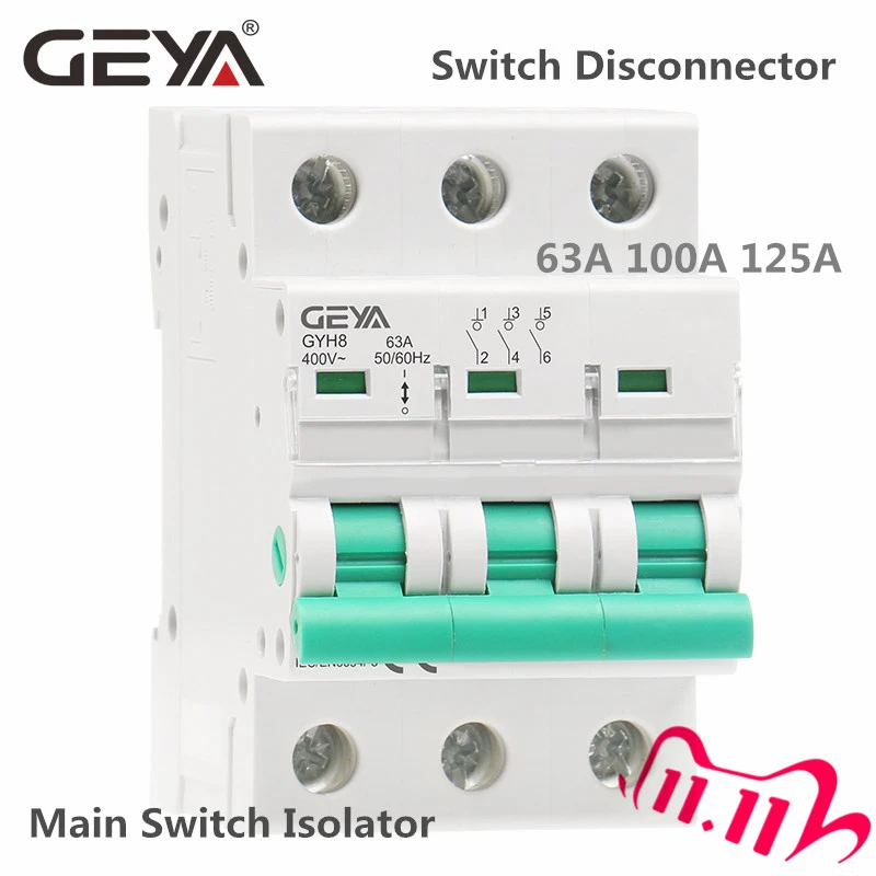 Трехфазный главный выключатель GEYA GYH8 63a 400 a изолирующий для домашнего или