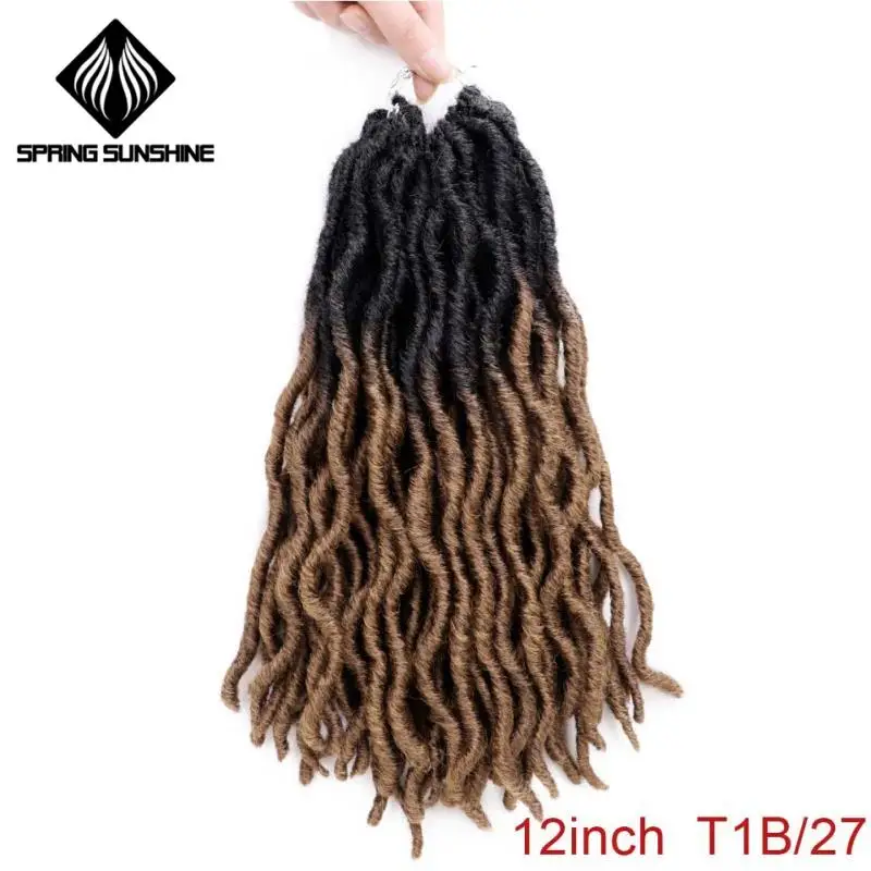 T1B/27 Весна солнце 12 18 дюймов Nu Locs Ombre Faux Locs Curly плетение волос Синтетические крючком косы волос - Цвет: T1B/27