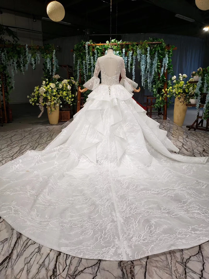 Vestidos De Novia, арабское роскошное свадебное платье с бисером, 3/4 рукава, Цветочная аппликация, свадебные платья, Robe De Mariee