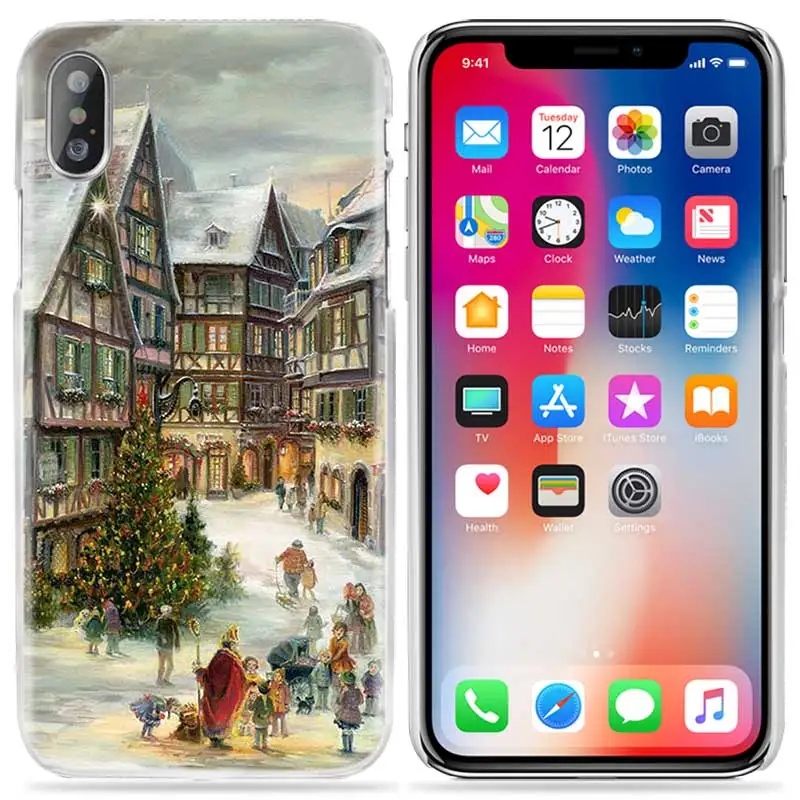 Рождественский зимний чехол для Apple iPhone 11 Pro XS Max XR X 10 7 8 6 6S+ Plus 5s SE 5 4s 4 5C Жесткий Conchas чехол для телефона pc Coque