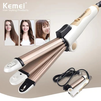 

Kemei Multifunction Hair Curler Adjustable Flat Iron Straightener Foldable DIY Styling Tools Portable Curling for Women