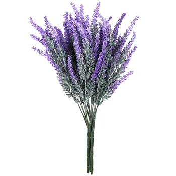 

OUNONA 4pcs Artificial Flocked Lavender Bouquet in Purple Flowers Bridal Home DIY Floor Garden Office Wedding Decor
