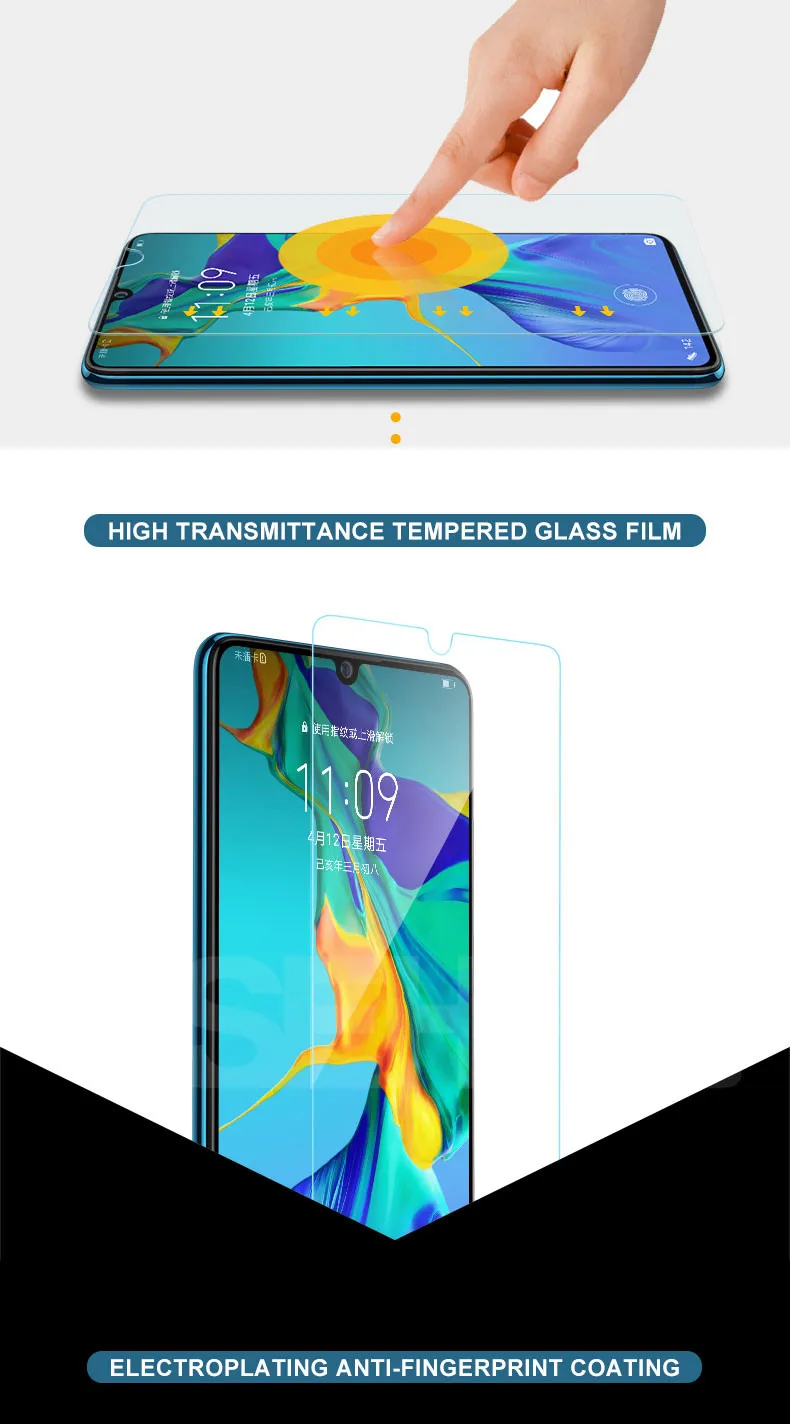 Защитное стекло 9H для huawei P30 Lite P20 Pro P10 Lite Plus, Защитная пленка для экрана huawei P Smart из закаленного стекла