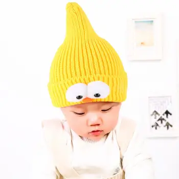 

Winter Children Hat For Boys Girls Knit Wizard Eye Warm Beanies Cuffed Kids Skullcap Thin Autumn Cold Short Bonnet Cute Skullies