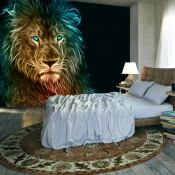 

Customize Wall Stickers Abstract Lighting Lion Wall Mural Decals Creative Design for Home Deco Photo Wallpaper