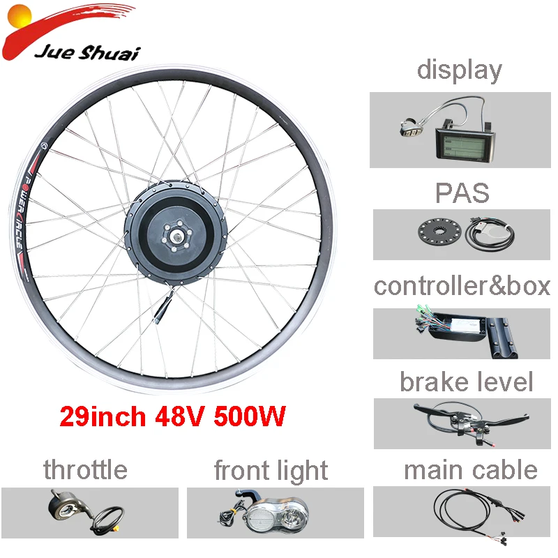 29 inch 48V 500W Набор преобразования для электрического велосипеда 26''700c электродвигатель 500 Вт 36V48V электрический велосипед комплект Bicicleta электродвигатель переднего колеса велосипеда Велоспорт - Цвет: 29 inch 48V 500W