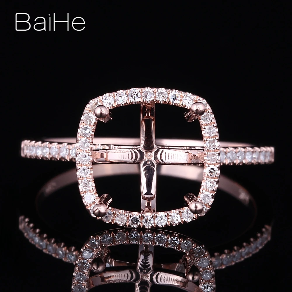 BAIHE Solid 14K розовое золото (AU585) сертифицированное обручальное женское винтажное ювелирное элегантное уникальное кольцо с полукреплением в по... BAIHE Solid 14K розовое золото (AU585) сертифицированное обручальное женское винтажное ювелирное элегантное уникальное кольцо с полукреплением в по...