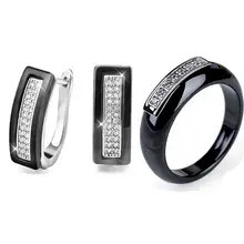 Элегантный стиль, обручальные ювелирные наборы, кубический циркон для женщин, никогда не теряет цвет, керамические свадебные серьги, наборы с кольцами