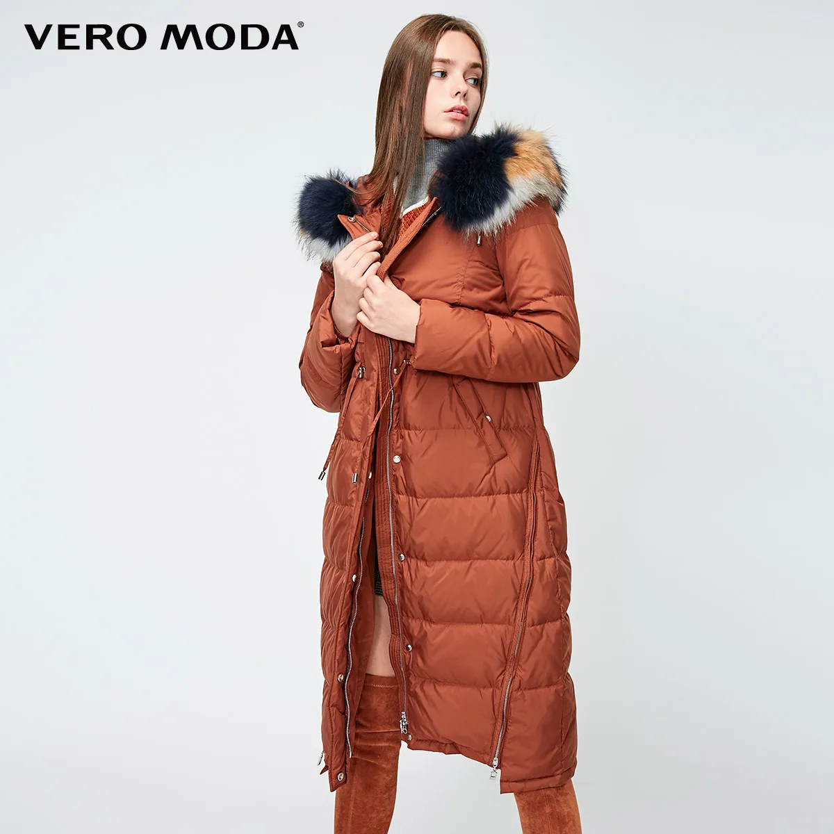 Tortoise shell Vero Moda женский 90% белый утиный пух цвет енота мех длинный пуховик парка пальто | 318412510 - Цвет: Tortoise shell