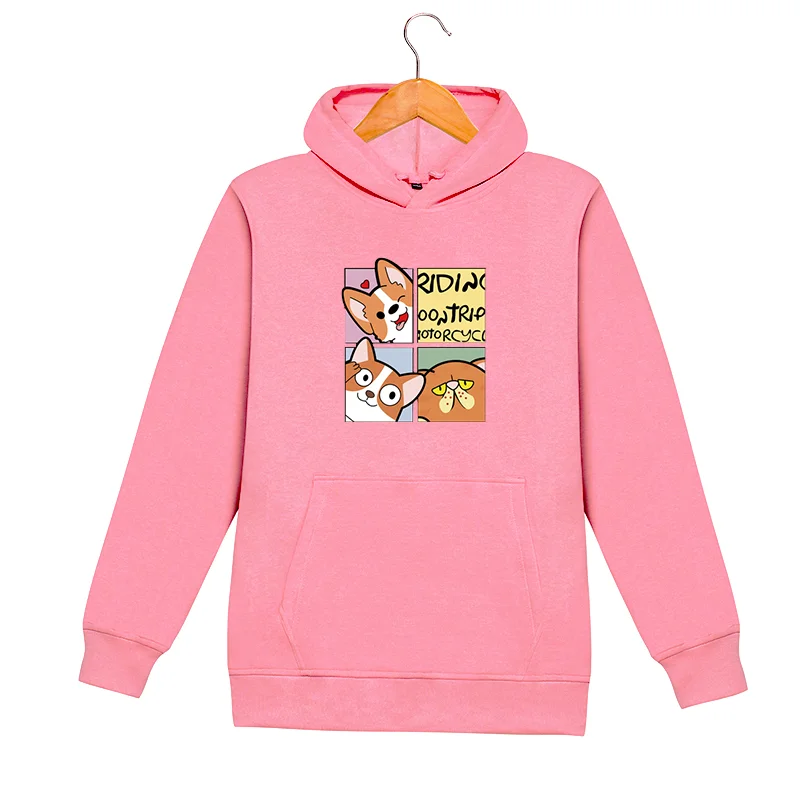 

Autumn Winter Women Hoodies Fleece Warm Long Sleeve Cute Cartoon Cat Print Tops Hooded Sweatshirts Pocket Sport Casual Pullover