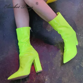 

ElisabetTang Fashion Casual Mid Calf Boots For Woemn Autumn Women's Shoes Sexy High Heels Boots Winter Female Boots Ladies Shoes