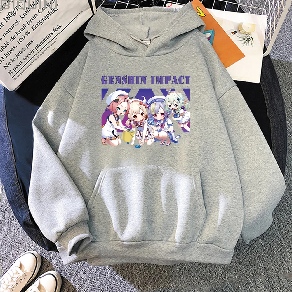 

Genshin Impact Hoodie Diona Qiqi Klee Manga Print Anime Kawaii Clothing Aesthetic Oversized Sweatshirt Unisex Hip Hop Streetwear