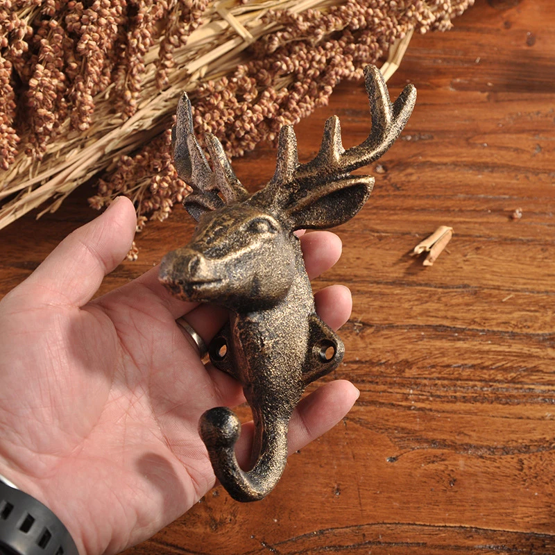 

New Animal Deer Head Hook Wall Hanger Clothes Rack Key Holder Iron Home Decors