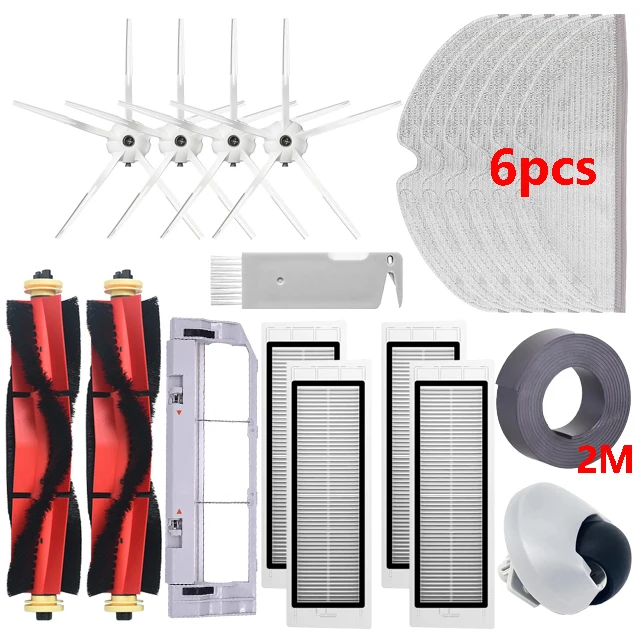 Water Tank Dust Box For XiaoMi Roborock S5 Max S6 MaxV Robot Vacuum Cleaner Mop Cloth HEPA Filter Side / Main Brush Spare Parts 20pcs