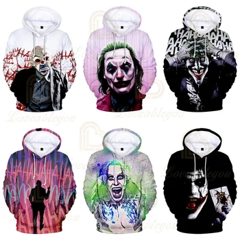

Hot Movie Joker Male Hoodies Hip Hop Streetwear 3D Printing Hoodie Men Casual Funny Cosplay Tracksuits Tops Halloween Costume