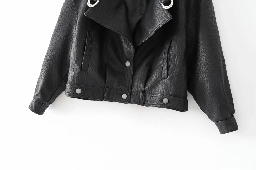 Женская куртка из искусственной кожи, модная черная, красная,, Женская куртка на пуговицах, повседневные осенние куртки, свободные женские пальто на молнии, базовые куртки