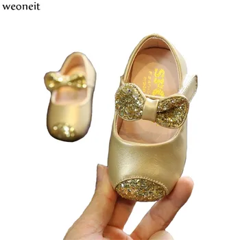 

Weoneit Princess Toddler Baby Shoes Sequin Bowknot Little Girls Leather Shoes Spring Autumn Girl Shoes for Wedding and Party