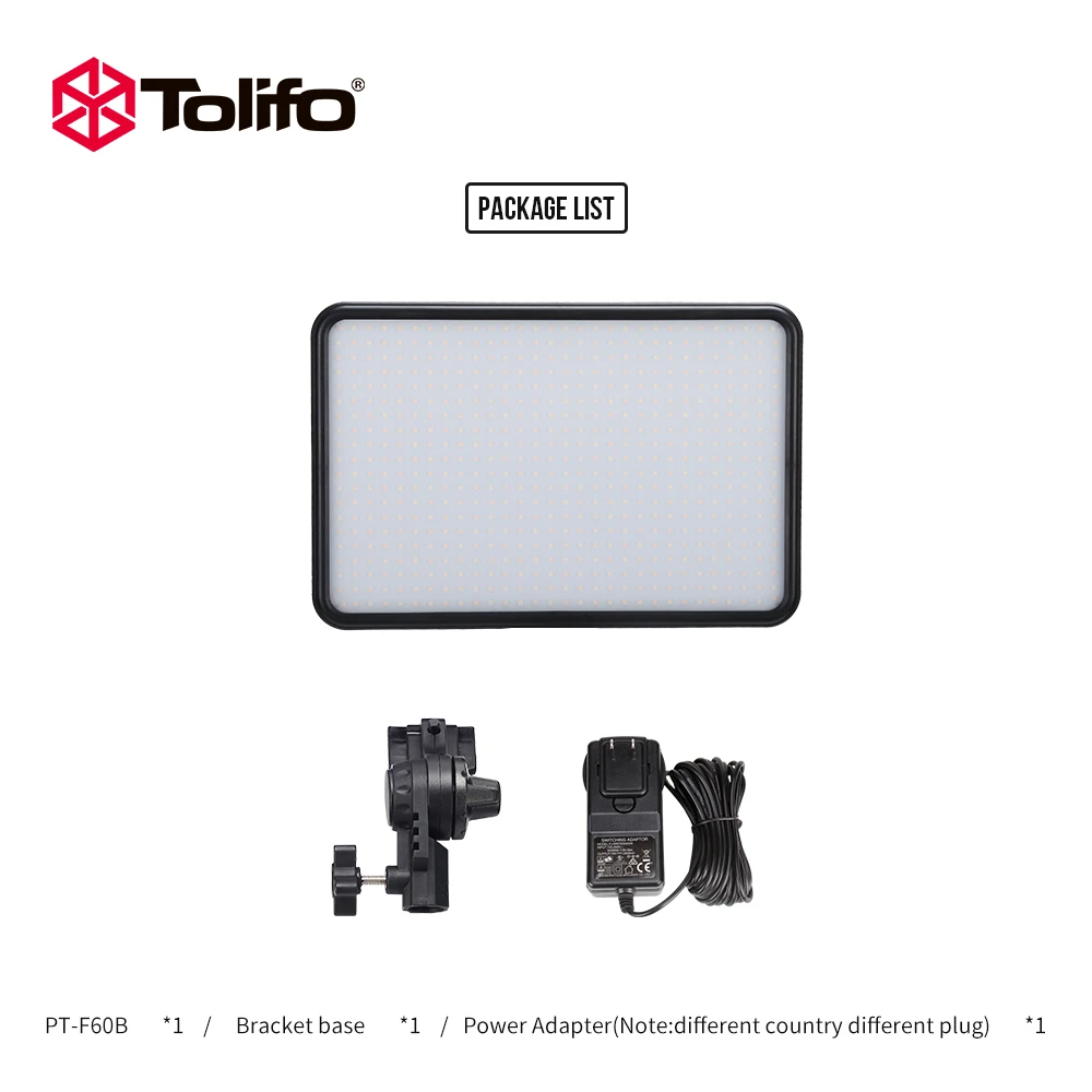 Tolifo Pt-f60b 600 Pcs Led Video Light Panel, Bi-color Dimmable