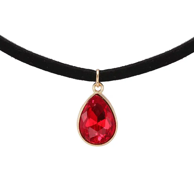 Big red Горячее предложение Кручёные ожерелья BIJOUX обычный черный бархатный Кожа Капли Воды Кулон Макси себе Чокеры Цепочки и ожерелья Женская обувь ювелирные изделия - Окраска металла: Big red