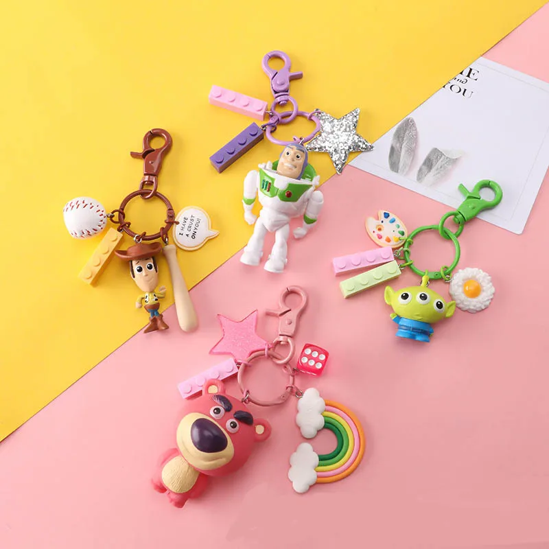 

Movie Toy 4 Woody Aliens Buzz Lightyear Bear PVC Action Figure Toy Doll Cute Keychain Key Chain Ring Kids Gift B734