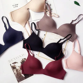 

Elovegirl Womens Seamless Push Up Bras Wire Free AB Cup Bra Sexy Underwear Three Quarter (3/4 Cup) Ladies Underwear