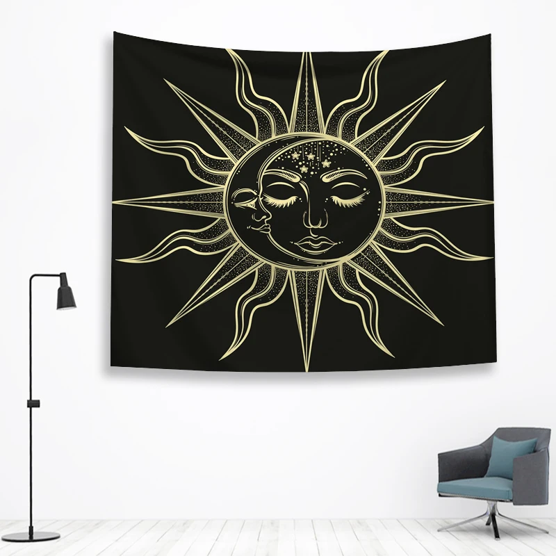 Луна и солнце стены Ttapestry висячие украшения богемный пляжный коврик дом Декор общежития МАНДАЛА ГОБЕЛЕН колдовство хиппи