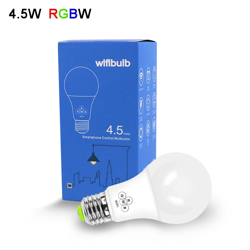 4,5 Вт E27 умный WiFi светодиодный светильник MusicWifi Голосовое управление RGBW лампа синхронизации для Android 4,0/IOS9.0 - Испускаемый цвет: 4.5W  RGBW