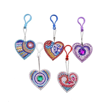 

New 5D Diy Diamond Painting Color Heart-Shaped Keychain Pendant Special Shape Diamond Embroidery Child Manual Gift