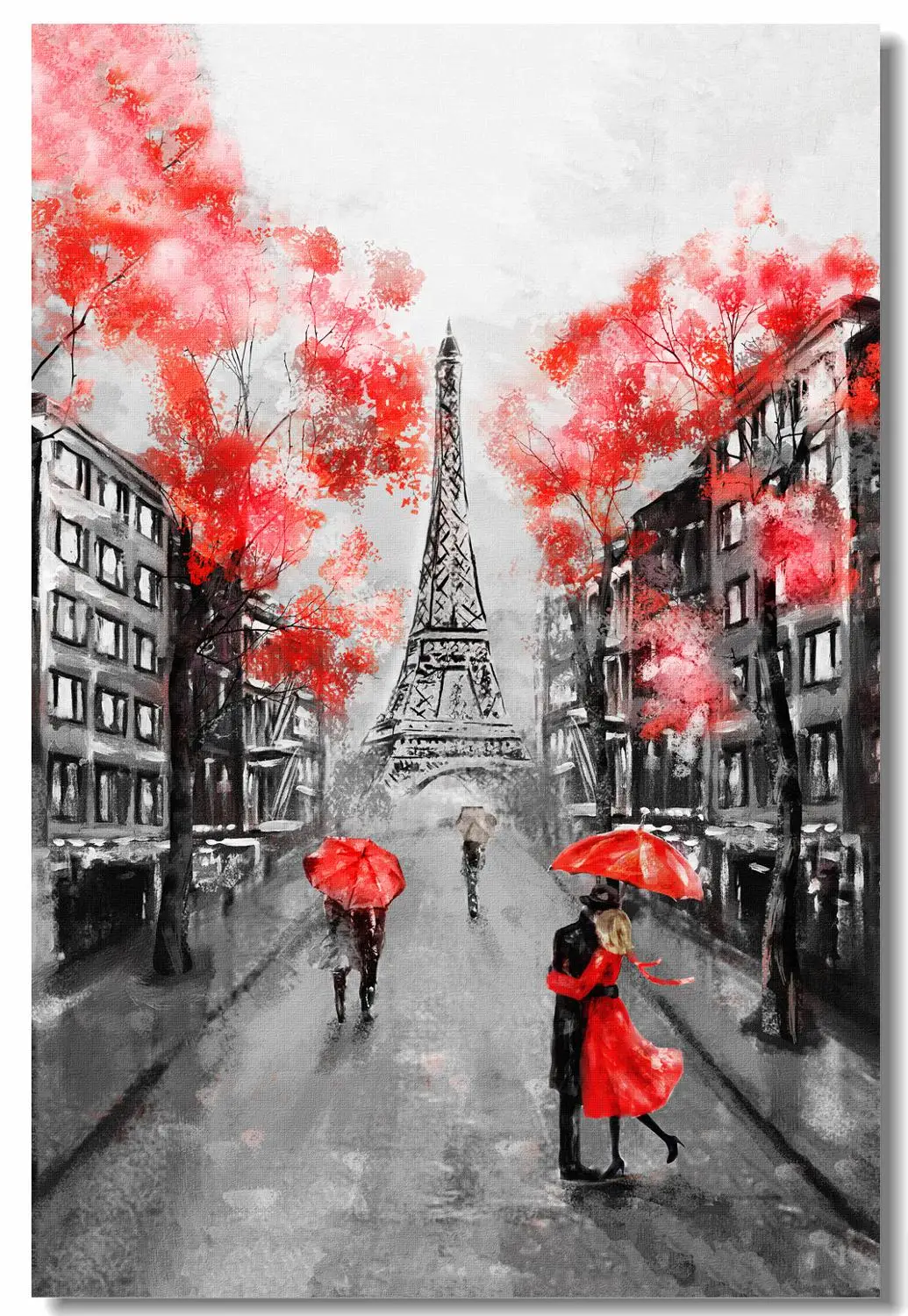 Custom Printing Oil Painting Eiffel Tower Poster France Paris Landscape  Wall Sticker Black White Red Modern Art Wallpaper #0644# - Wall Stickers -  AliExpress
