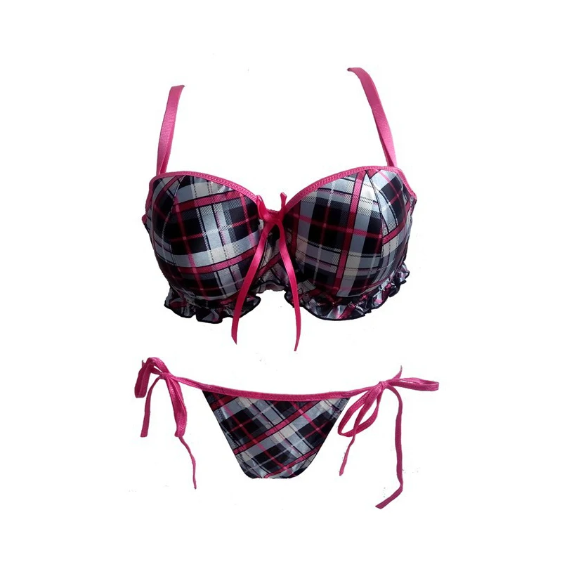 Summer Style New Casual Plaid Bra Set Half Cup For C Free Size Pants NO.CBS120 | Женская одежда
