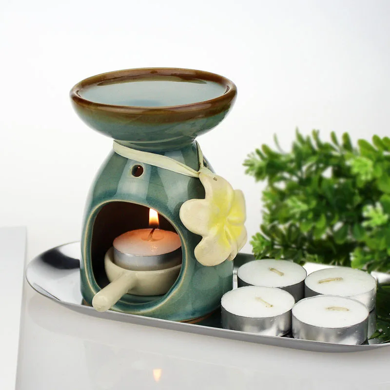 Керамическая Аромалампа с цветочным украшением Ароматические Свечи лампа спа Йога гостиничный сервис чай держатель свечей домашний декор