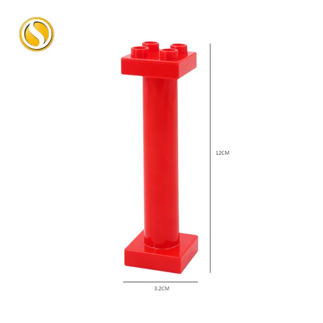 Big Building Block City Farm Architecture Accessories Fence Pillar Bridge Ladder Compatible Big Brick DIY Toys For Children Gift Big pillar-red