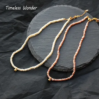 

Timeless Wonder Stunning Natural Pearl Choker Necklace Women Jewelry Gothic Designer Hiphop Boho Ins Goddess Top Pink Rare 2332