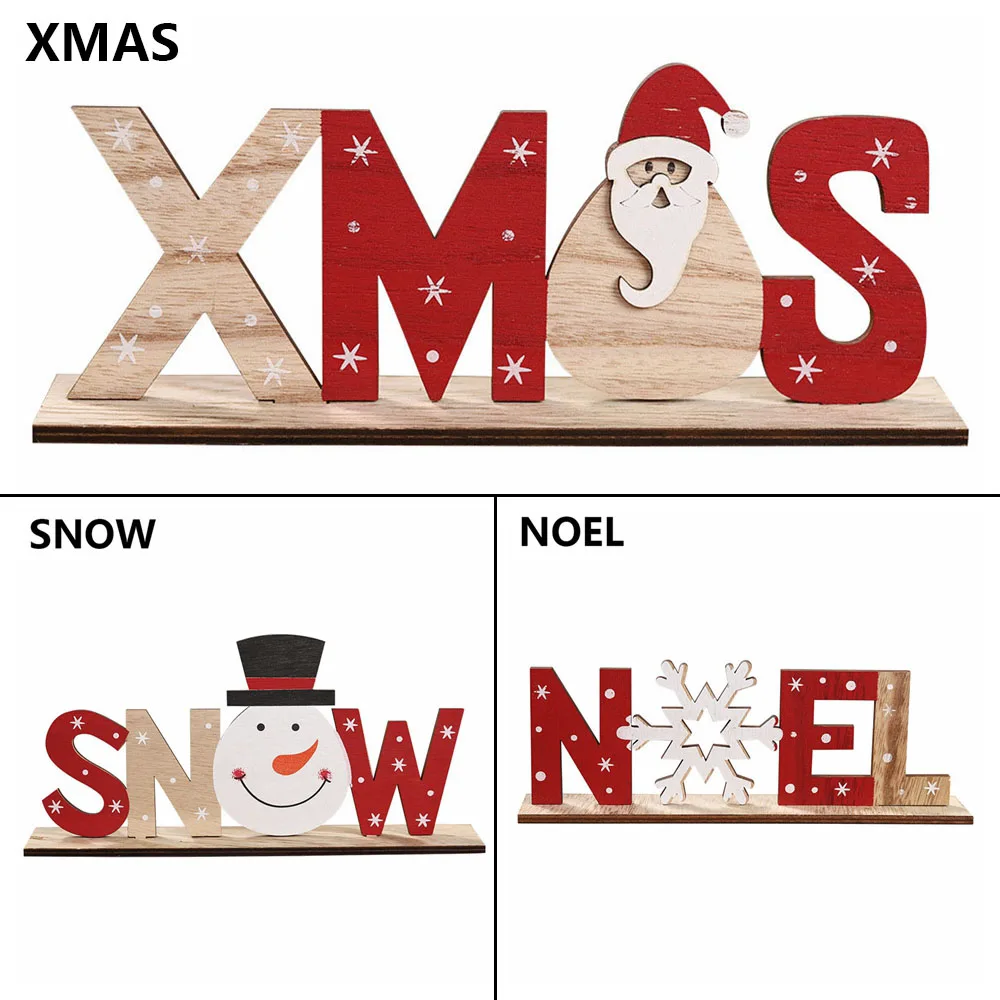 Деревянные поделки на Рождество Санта-Клаус и снеговик и Ноэль украшения для рождественской вечеринки настольные украшения для дома