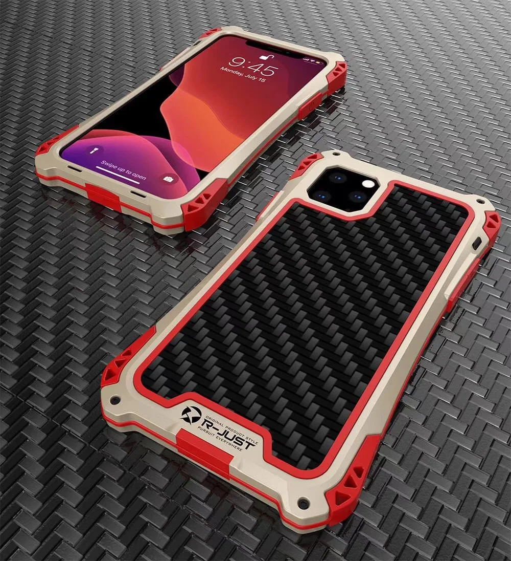 AMIRA противоударный Heavy Duty Прочный чехол-гибрид чехол для телефона для iphone 11 углеродного волокна тканевые чехлы для iphone 11 pro max чехол - Цвет: Rose gold