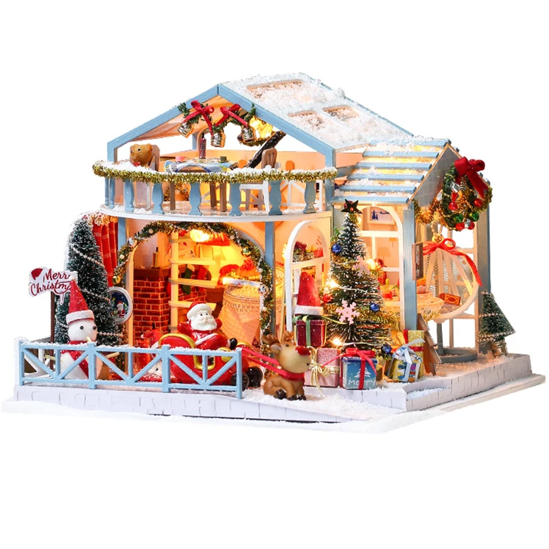 DIY Miniatur Puppenhaus Möbel Kit Puppenhaus Spielzeug Weihnachtszimmer mit 
