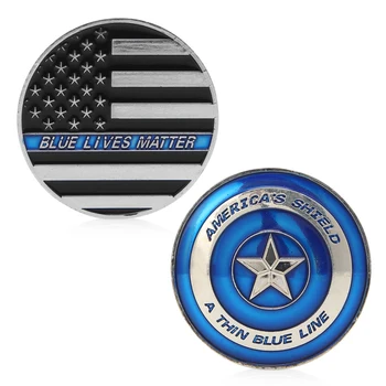

Thin Blue Line Lives Matter Police America's Shield Commemorative Challenge Coin PXPC